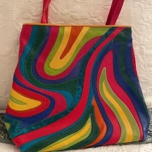 Vintage Sharif New York Embossed Leather Shoulder Bag - 1980s -1990s